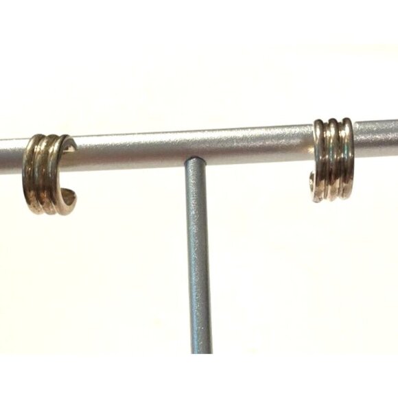 10k gold plate over 925 silver hoop earrings - Picture 4 of 8